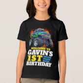 モンスタートラックパーソナライズされたバースデーパーティー トライブレンドＴシャツ (正面)