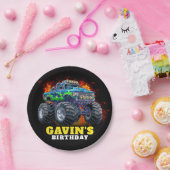 モンスタートラックパーソナライズされたバースデーパーティー ペーパープレート (パーティー)