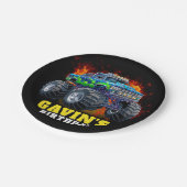 モンスタートラックパーソナライズされたバースデーパーティー ペーパープレート (アングル)