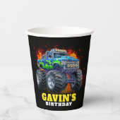 モンスタートラックパーソナライズされたバースデーパーティー 紙コップ (正面)