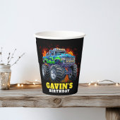 モンスタートラックパーソナライズされたバースデーパーティー 紙コップ