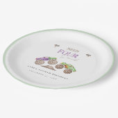 モンスタートラックパープルグリーン誕生日紙プレート ペーパープレート (アングル)