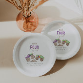 モンスタートラックパープルグリーン誕生日紙プレート ペーパープレート