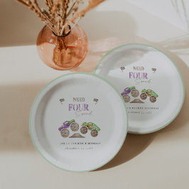 モンスタートラックパープルグリーン誕生日紙プレート ペーパープレート