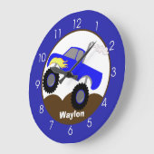 モンスタートラックブルーボーイズトッドラー子供部屋ルーム  ラージ壁時計 (傾斜)