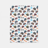 モンスタートラックブームクランチクラッシュクラッシュクラッシュクラッシュボーイズネーム フリースブランケット (正面)