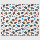 モンスタートラックブームクランチクラッシュ誕生日 ラッピングペーパー (フラット)