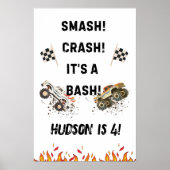 モンスタートラックボーイズのカスタマイズ可能な誕生日パーティー ポスター (正面)