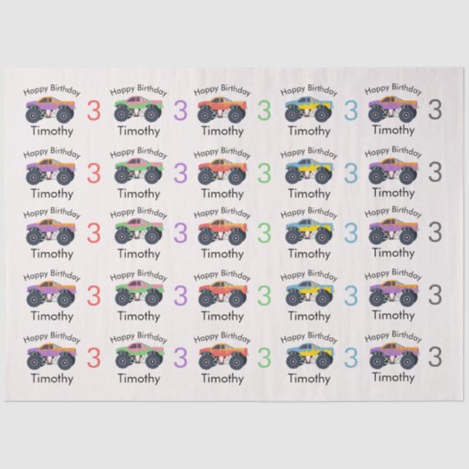 モンスタートラックボーイズネーム&エイジ誕生日 薄葉紙 (正面)