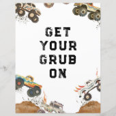 モンスタートラックボーイズ誕生日食べ物ギフトテーブルサイン (正面)