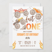 モンスタートラックボーイファストワン誕生日パーティー 招待状 (正面)