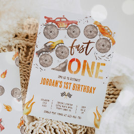 モンスタートラックボーイファストワン誕生日パーティー 招待状