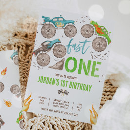 モンスタートラックボーイファストワン誕生日パーティー 招待状