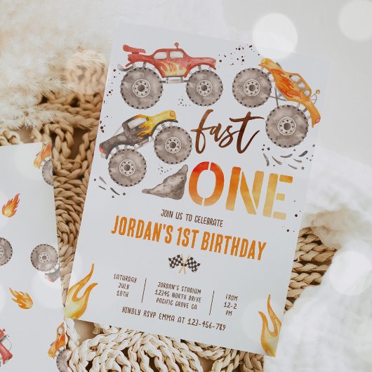 モンスタートラックボーイファストワン誕生日パーティー 招待状