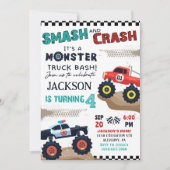 モンスタートラックボーイレースバースデーパーティーの招待状 招待状 (正面)