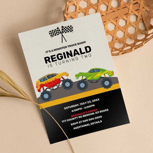 モンスタートラックボーイレース誕生日ジャム 招待状