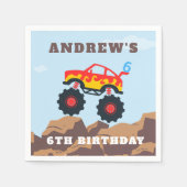 モンスタートラックボーイ誕生日パーティー スタンダードカクテルナプキン (正面)