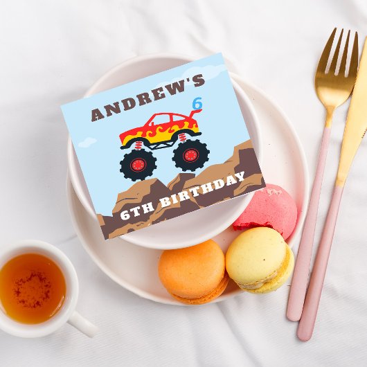 モンスタートラックボーイ誕生日パーティー スタンダードカクテルナプキン