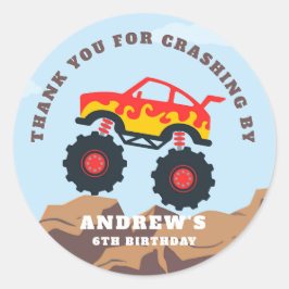 モンスタートラックボーイ誕生日パーティー ラウンドシール