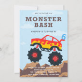 モンスタートラックボーイ誕生日パーティー 招待状 (正面)
