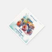 モンスタートラックボーイ誕生日 スタンダードカクテルナプキン (角)