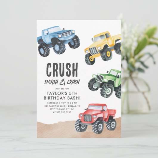 モンスタートラックボーイ誕生日 招待状 (スタンド正面)