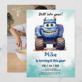 モンスタートラックボーイ誕生日 招待状 (正面/裏面)