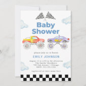 モンスタートラックボーイ赤ちゃんシャワー招待状 招待状 (正面)