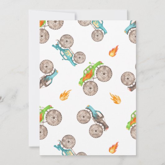 モンスタートラックボーイ高速2歳の誕生日パーティー 招待状 (裏面)