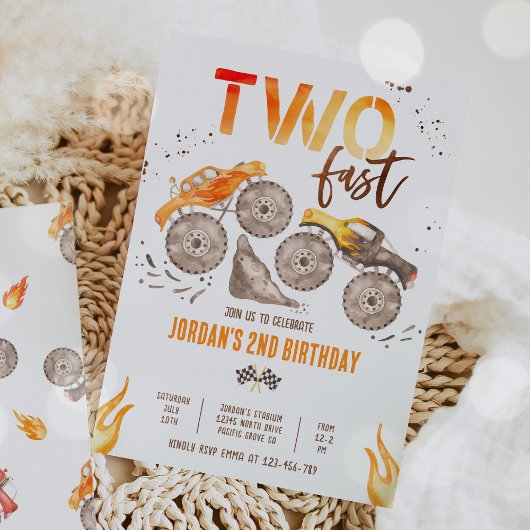 モンスタートラックボーイ高速2歳の誕生日パーティー 招待状