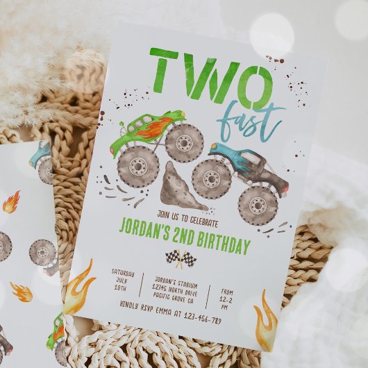 モンスタートラックボーイ高速2歳の誕生日パーティー 招待状