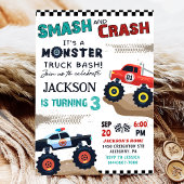 モンスタートラックボーイ3歳の誕生日パーティの招待状 招待状