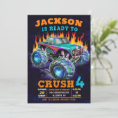 モンスタートラックボーイ4歳の誕生日パーティー 招待状 (スタンド正面)