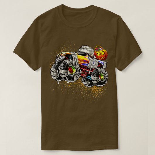 モンスタートラックミイラのハロウィンカボチャのトリックOrTreat Tシャツ (デザイン正面)