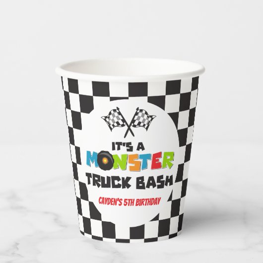 モンスタートラックモンスターズ誕生日 紙コップ (正面)