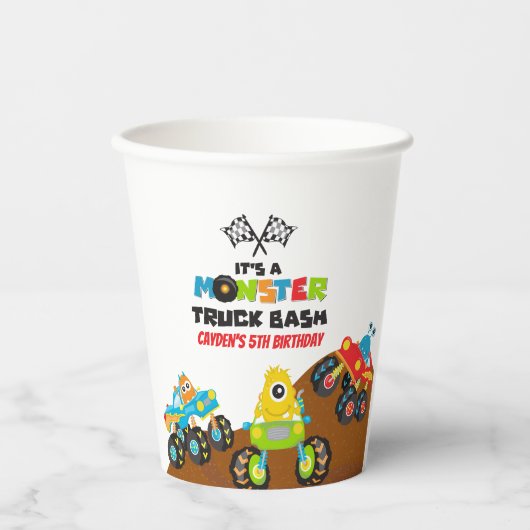 モンスタートラックモンスターズ誕生日 紙コップ (正面)