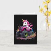モンスタートラックユニコーン誕生日パーティモンスタートラック カード (黄色い花)