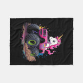 モンスタートラックユニコーン誕生日パーティモンスタートラック フリースブランケット (正面(横))