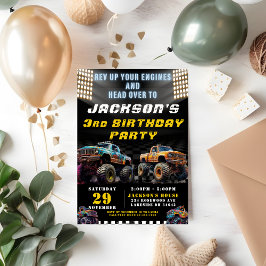 モンスタートラックラリー少年の誕生日パーティー 招待状