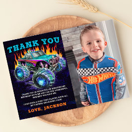 モンスタートラックラリー少年誕生日写真 サンキューカード