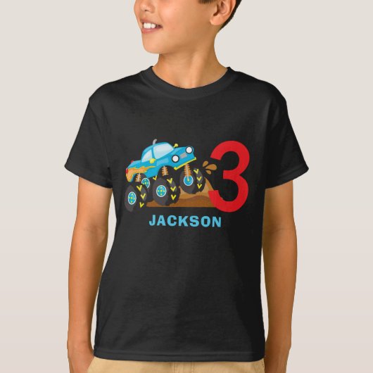 モンスタートラックラリー男の子の誕生日パーティーの衣装 Tシャツ (正面)