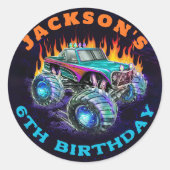 モンスタートラックラリー誕生日クラシックラウンドステッカー ラウンドシール (正面)