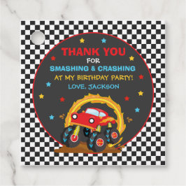 モンスタートラックラリー誕生日パーティーの装飾 フェイバータグ