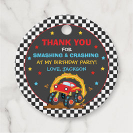 モンスタートラックラリー誕生日パーティーデコレーション フェイバータグ