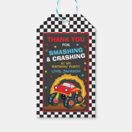 モンスタートラックラリー誕生日パーティーデコールの好意 ギフトタグ
