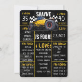 モンスタートラックラリー誕生日パーティーマイルストーンサイン 招待状 (正面)