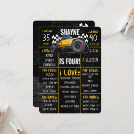 モンスタートラックラリー誕生日パーティーマイルストーンサイン 招待状