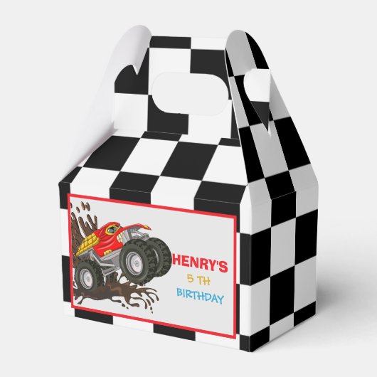 モンスタートラックラリー誕生日パーティー装飾Fav フェイバーボックス (正面サイド)