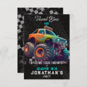 モンスタートラックラリー誕生日パーティー サンキューカード (正面/裏面)