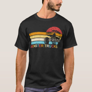 モンスタートラックレトロサンセットキッズモンスタートラック Tシャツ